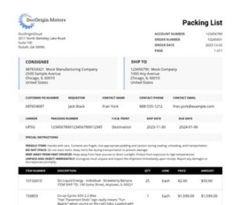 Manufacturing Packing Slip thumbnail